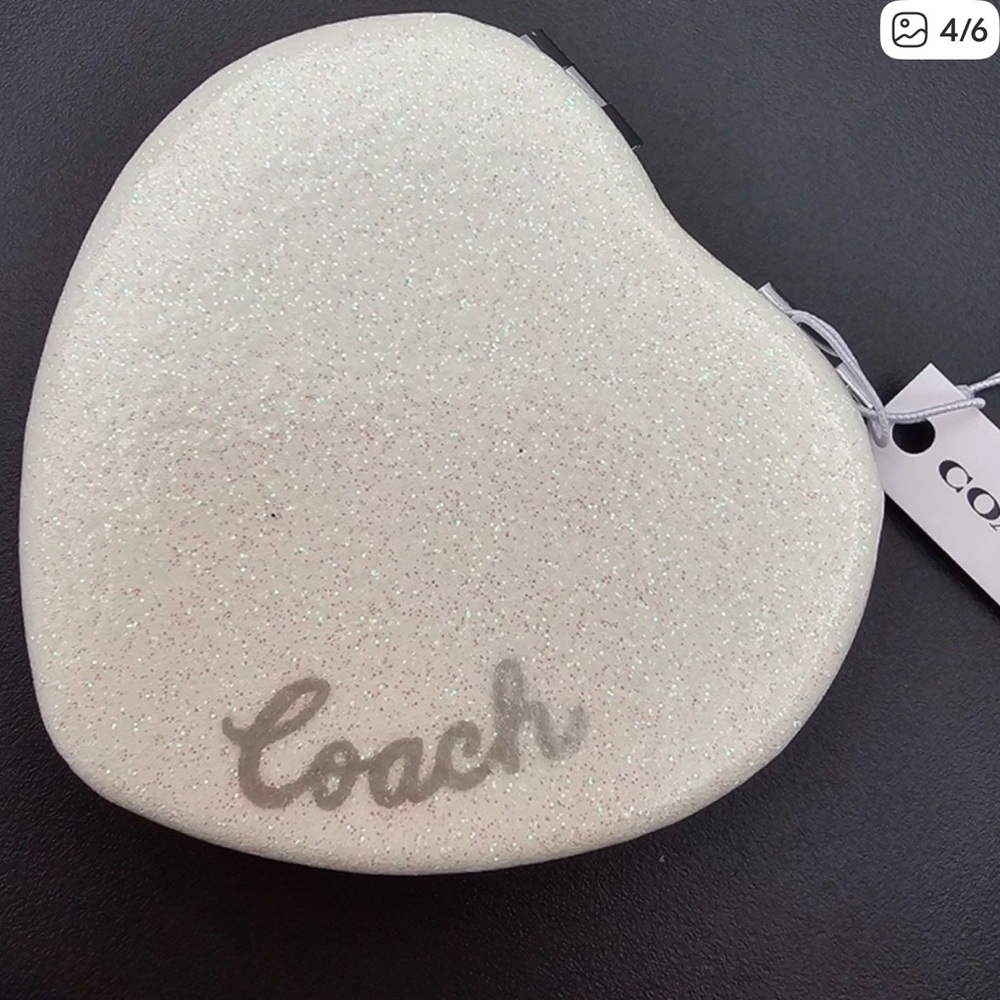 Coach Glittery White Heart Compact Mirror - Picture 2 of 5
